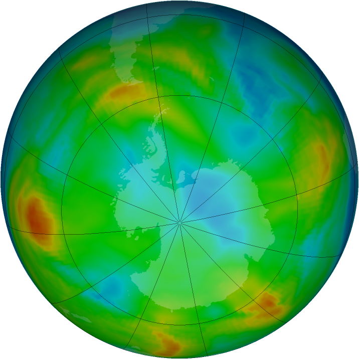 Antarctic ozone map for 27 June 1980